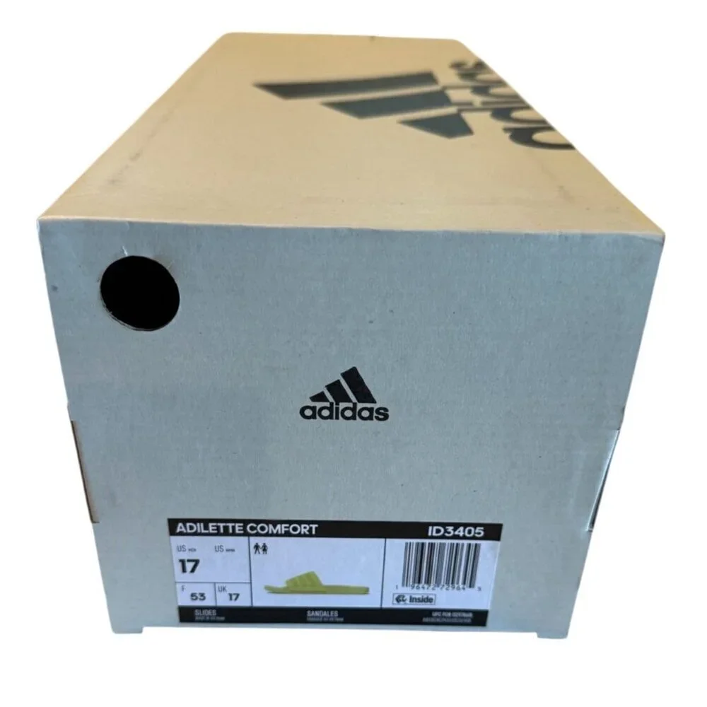 Adidas Men's Adilette Comfort Slides Neon Green Size Slip On Comfort Sz 17 NIB